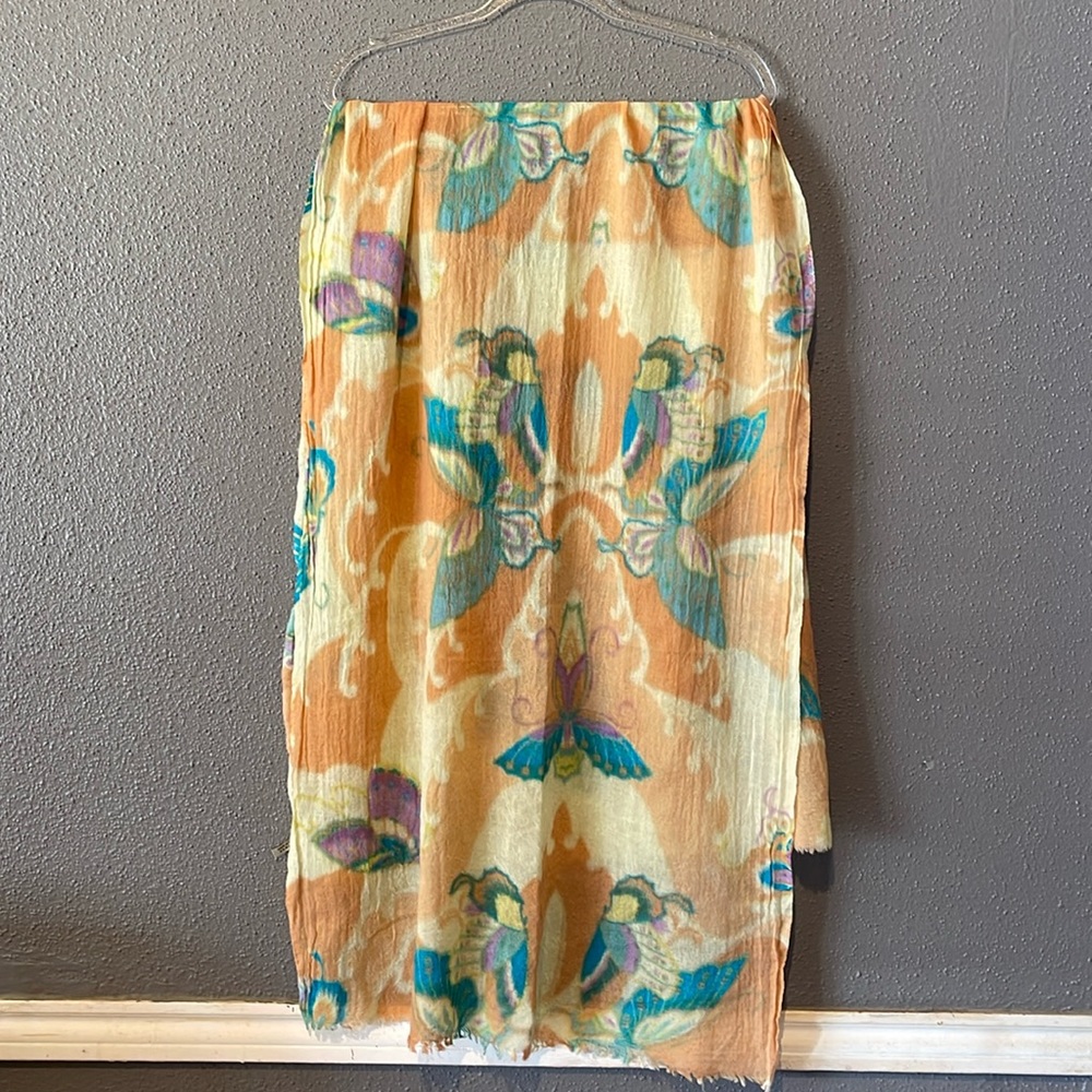 Anthropologie Fluttery Papillon Wool Fringe Scarf - Picture 3 of 10